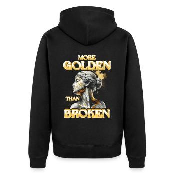 Kintsugi Kintsukuroi Plus doré que brisé - Veste à capuche bio Premium Unisexe - noir - Dos - Nico (187cm)