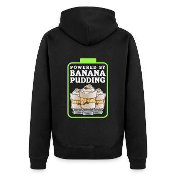 Bananenpudding Bananen - Pudding Geschenk - Unisex Premium Bio Zip Hoodie - Schwarz - Hinten - Nico (187cm)