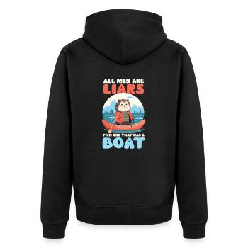 Boating Man Are Liars Pick One With Boat - Unisex Premium Organic Zip Hoodie - black - Back - Nico (187cm)