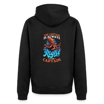 Bootskapitän hat immer Recht, ich bin Kapitän - Unisex Premium Bio Zip Hoodie - Schwarz - Hinten - Nico (187cm)