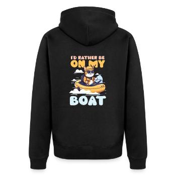 Bootfahren Lieber auf meinem Boot - Unisex Premium Bio Zip Hoodie - Schwarz - Hinten - Nico (187cm)