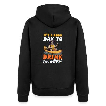 Bootfahren Guter Tag zum Trinken auf dem Boot - Unisex Premium Bio Zip Hoodie - Schwarz - Hinten - Nico (187cm)