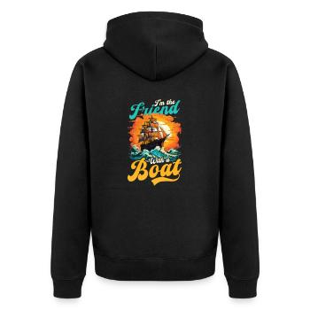 Bootfahren Ich bin der Freund mit einem Boot - Unisex Premium Bio Zip Hoodie - Schwarz - Hinten - Nico (187cm)