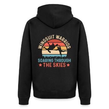Fallschirmspringen Fallschirmspringen - Unisex Premium Bio Zip Hoodie - Schwarz - Hinten - Nico (187cm)