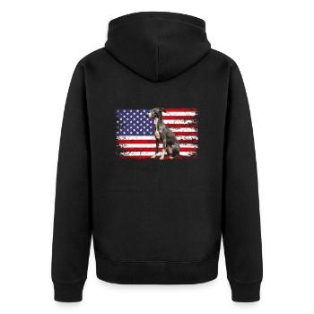 whippet dog American Flag - Unisex Premium Bio Zip Hoodie - Schwarz - Hinten - Nico (187cm)