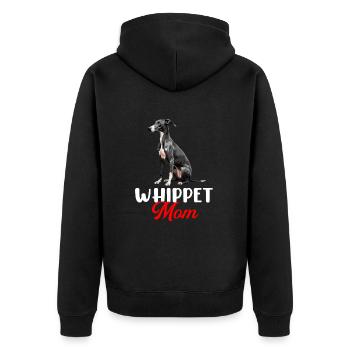 whippet dog - Unisex Premium Bio Zip Hoodie - Schwarz - Hinten - Nico (187cm)