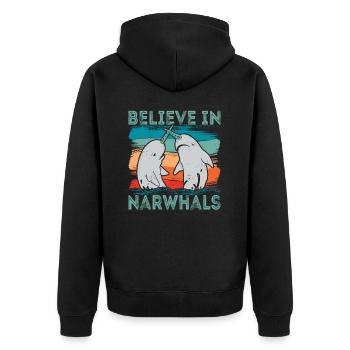 Croyez en l’amour du narval Animaux de baleine de mer - Veste à capuche bio Premium Unisexe - noir - Dos - Nico (187cm)