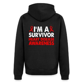 Survivor Heart Disease Awareness Month Red Ribbon - Unisex Premium Bio Zip Hoodie - Schwarz - Hinten - Nico (187cm)