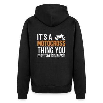 Es ist ein Motocross-Racing-Supermoto - Unisex Premium Bio Zip Hoodie - Schwarz - Hinten - Nico (187cm)