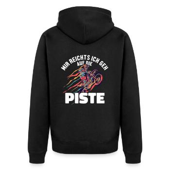Mir reichts ich geh auf die Piste Supermoto - Unisex Premium Organic Zip Hoodie - black - Back - Nico (187cm)