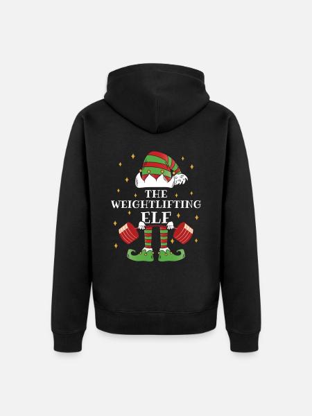 The Weightlifter Elf – Lift the Holiday Cheer - Unisex Premium Organic Zip Hoodie - black