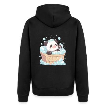 Panda Bear Bubble Bath Japanese Giant Panda - Unisex Premium Organic Zip Hoodie - black - Back - Nico (187cm)