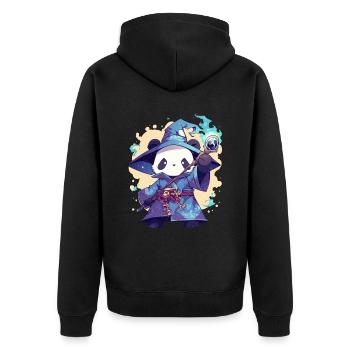 Panda Bear Wizard Japanese Giant Panda - Unisex Premium Organic Zip Hoodie - black - Back - Nico (187cm)