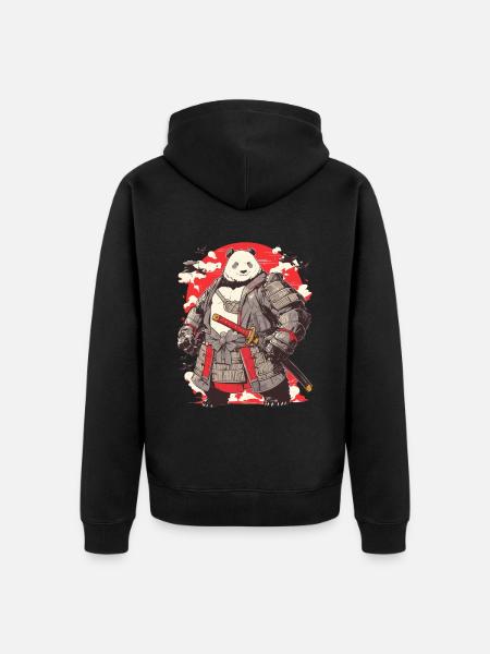 Pandabär Samurai Japanischer Riesenpanda - Unisex Premium Bio Zip Hoodie - Schwarz