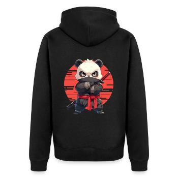 Pandabär Ninja Japanischer Riesenpanda - Unisex Premium Bio Zip Hoodie - Schwarz - Hinten - Nico (187cm)