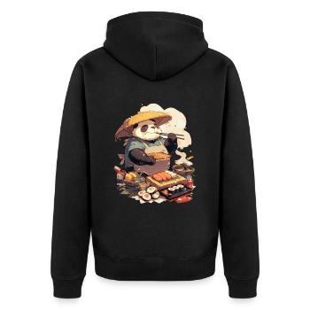 Pandabär Sushi Japanischer Riesenpanda - Unisex Premium Bio Zip Hoodie - Schwarz - Hinten - Nico (187cm)