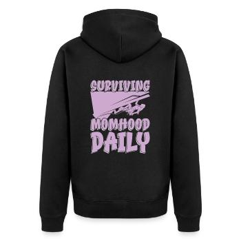 Mom Mom Climbing Climbing Maternity - Unisex Premium Organic Zip Hoodie - black - Back - Nico (187cm)