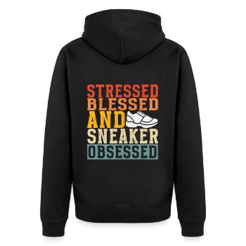 Sneakerhead Sneaker Collector - Unisex Premium Organic Zip Hoodie - black - Back - Nico (187cm)