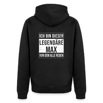 Je suis cette légende pour Max - Veste à capuche bio Premium Unisexe - noir - Dos - Nico (187cm)