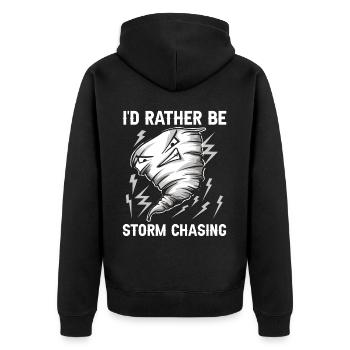 Je préférerais être Storm Chasing Tornado Hurricane - Veste à capuche bio Premium Unisexe - noir - Dos - Nico (187cm)