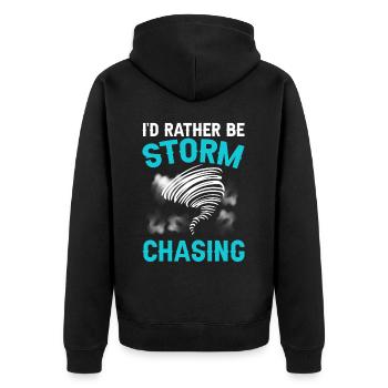 Je préférerais être Storm Chasing Tornado Hurricane - Veste à capuche bio Premium Unisexe - noir - Dos - Nico (187cm)