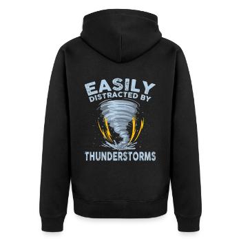Easily distracted by thunderstorms - Unisex Premium Organic Zip Hoodie - black - Back - Nico (187cm)