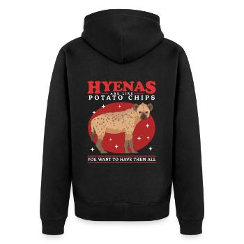 Hyena Hyena Spotted Hyena Gift - Unisex Premium Organic Zip Hoodie - black - Back - Nico (187cm)