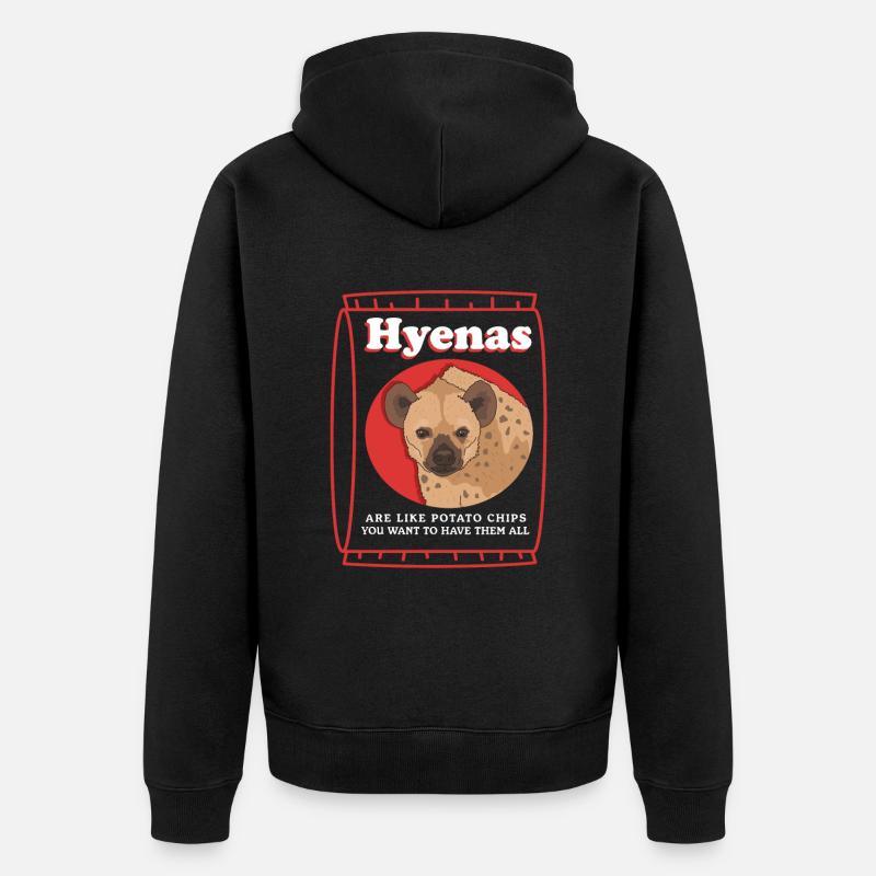 Hyäne Tüpfelhyäne Hyänen Geschenk - Unisex Premium Bio Zip Hoodie - Schwarz