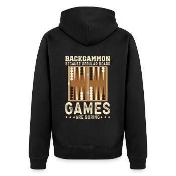 Backgammon Spieler Backgammon Brettspiel Geschenk - Unisex Premium Bio Zip Hoodie - Schwarz - Hinten - Nico (187cm)