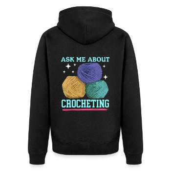 Crochet Crochet Crochet Yarn Crochet Gift - Unisex Premium Organic Zip Hoodie - black - Back - Nico (187cm)
