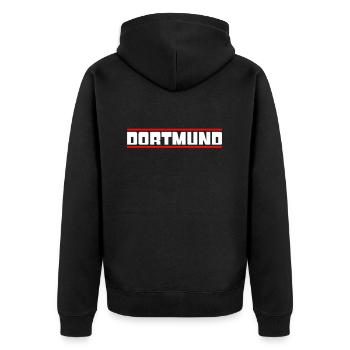 Dortmund - Unisex Premium Bio Zip Hoodie - Schwarz - Hinten - Nico (187cm)