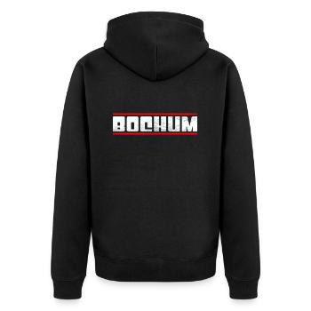 Bochum - Unisex Premium Bio Zip Hoodie - Schwarz - Hinten - Nico (187cm)