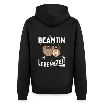 Beamtin auf Lebenszeit - Unisex Premium Bio Zip Hoodie - Schwarz - Hinten - Nico (187cm)