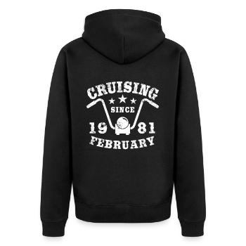 Cruising Biker Geburtstag Februar 1981 Motorrad - Unisex Premium Bio Zip Hoodie - Schwarz - Hinten - Nico (187cm)