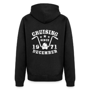 Cruising Biker Geburtstag Dezember 1971 Motorrad - Unisex Premium Bio Zip Hoodie - Schwarz - Hinten - Nico (187cm)