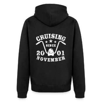Cruising Biker Geburtstag November 2001 Motorrad - Unisex Premium Bio Zip Hoodie - Schwarz - Hinten - Nico (187cm)