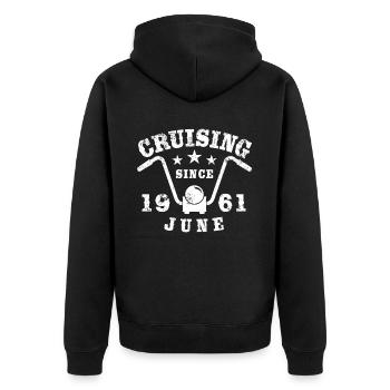 Cruising Biker Geburtstag Juni 1961 Motorrad - Unisex Premium Bio Zip Hoodie - Schwarz - Hinten - Nico (187cm)