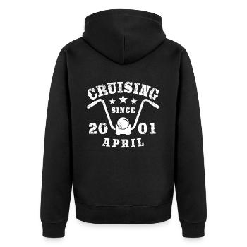 Cruising Biker Geburtstag April 2001 Motorrad - Unisex Premium Bio Zip Hoodie - Schwarz - Hinten - Nico (187cm)