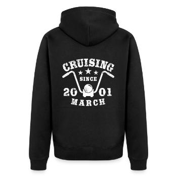 Cruising Biker Geburtstag März 2001 Motorrad - Unisex Premium Bio Zip Hoodie - Schwarz - Hinten - Nico (187cm)