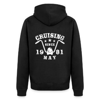 Cruising Biker Geburtstag Mai 1981 Motorrad - Unisex Premium Bio Zip Hoodie - Schwarz - Hinten - Nico (187cm)