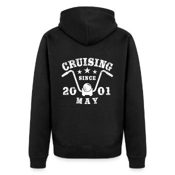 Cruising Biker Geburtstag Mai 2001 Motorrad - Unisex Premium Bio Zip Hoodie - Schwarz - Hinten - Nico (187cm)