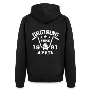 Cruising Biker Geburtstag April 1981 Motorrad - Unisex Premium Bio Zip Hoodie - Schwarz - Hinten - Nico (187cm)