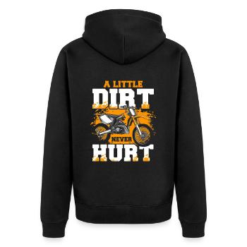 A Little Dirt Never Hurt Supermoto Motorcycle - Unisex Premium Organic Zip Hoodie - black - Back - Nico (187cm)