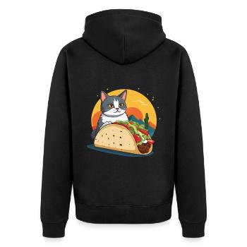 Taco Cat Cinco De Mayo Funny Aesthetic Design - Unisex Premium Organic Zip Hoodie - black - Back - Nico (187cm)