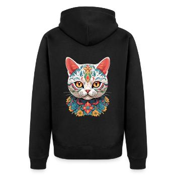 Chat Mexique Sugar Skull Streetwear Design - Veste à capuche bio Premium Unisexe - noir - Dos - Nico (187cm)