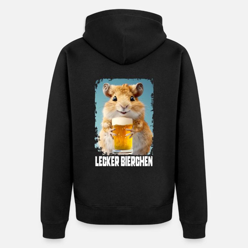 Lecker Bierchen Rennmaus - Unisex Premium Bio Zip Hoodie - Schwarz