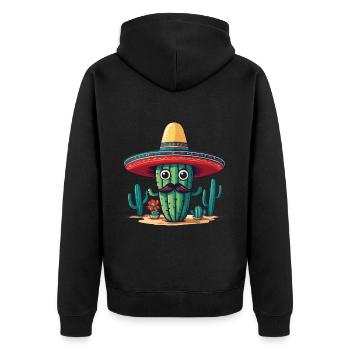 Cactus Fiesta Cacti with Sombrero Cinco de Mayo - Unisex Premium Organic Zip Hoodie - black - Back - Nico (187cm)
