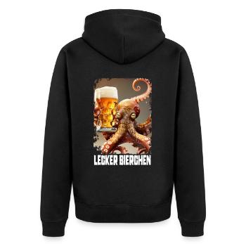 Delicious Beer Octopus - Unisex Premium Organic Zip Hoodie - black - Back - Nico (187cm)