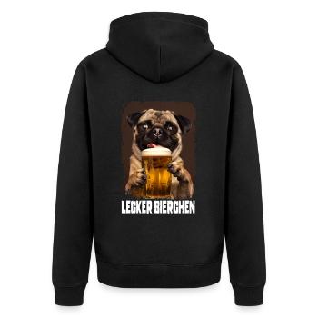 Délicieux carlin de bière - Veste à capuche bio Premium Unisexe - noir - Dos - Nico (187cm)