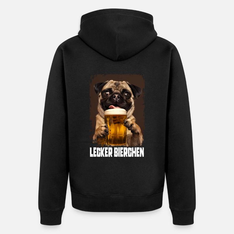 Lecker Bierchen Mops - Unisex Premium Bio Zip Hoodie - Schwarz